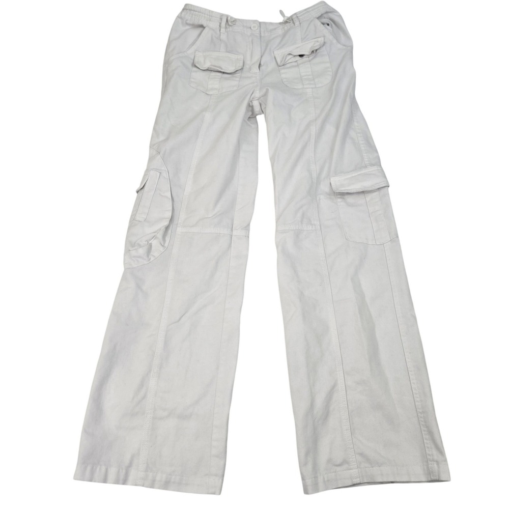 John Galt Brandy Melville Kim Cargo Pants White Wide Leg Baggy Low Rise Utility‎